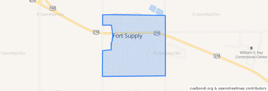 Mapa de ubicacion de Fort Supply.