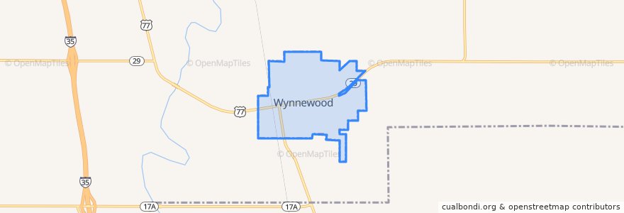 Mapa de ubicacion de Wynnewood.