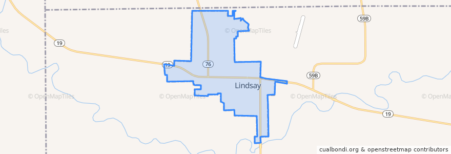 Mapa de ubicacion de Lindsay.
