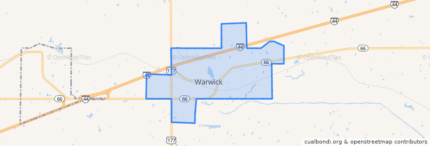 Mapa de ubicacion de Warwick.