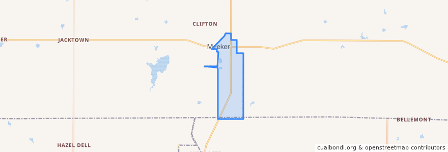 Mapa de ubicacion de Meeker.