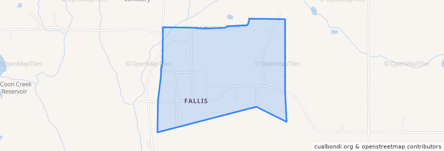 Mapa de ubicacion de Fallis.