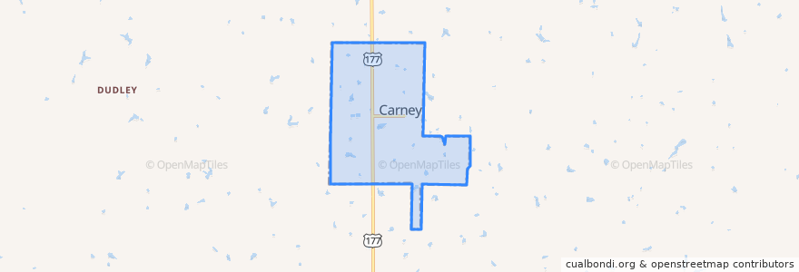 Mapa de ubicacion de Carney.