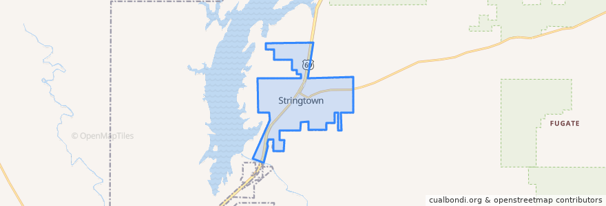 Mapa de ubicacion de Stringtown.