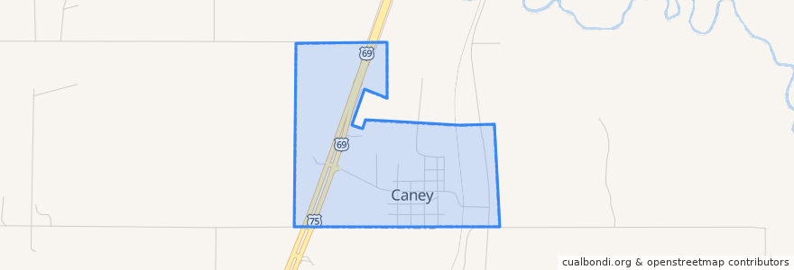 Mapa de ubicacion de Caney.