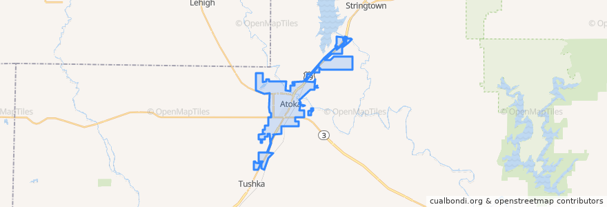 Mapa de ubicacion de Atoka.