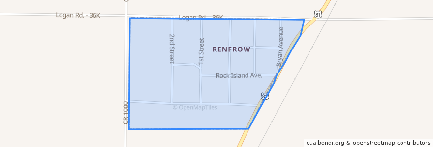 Mapa de ubicacion de Renfrow.