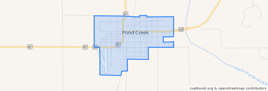 Mapa de ubicacion de Pond Creek.