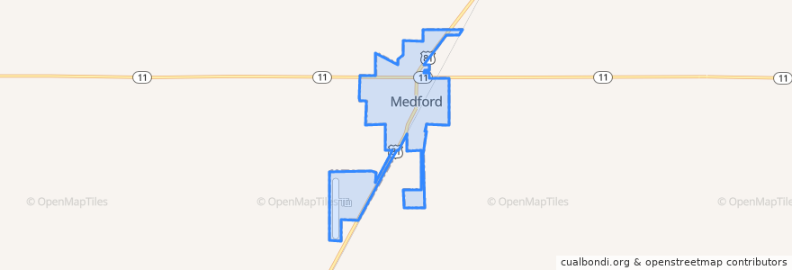 Mapa de ubicacion de Medford.