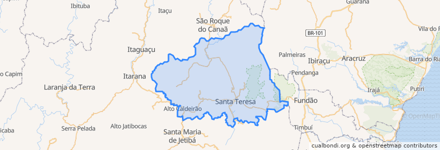 Mapa de ubicacion de Santa Teresa.