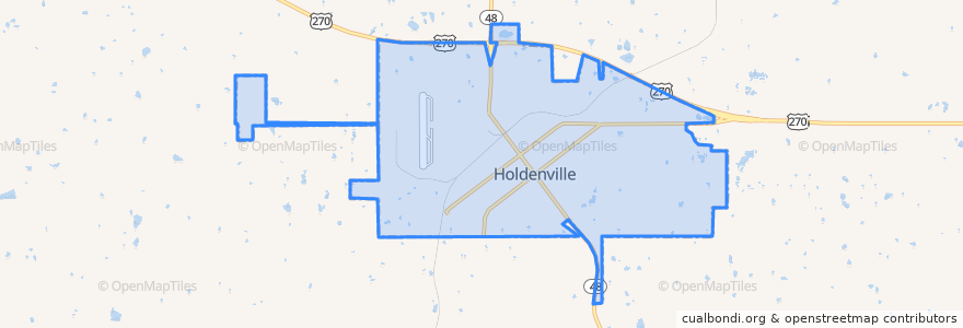 Mapa de ubicacion de Holdenville.