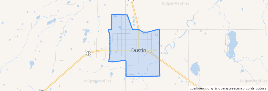 Mapa de ubicacion de Dustin.