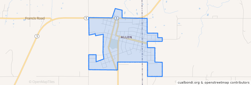 Mapa de ubicacion de Allen.