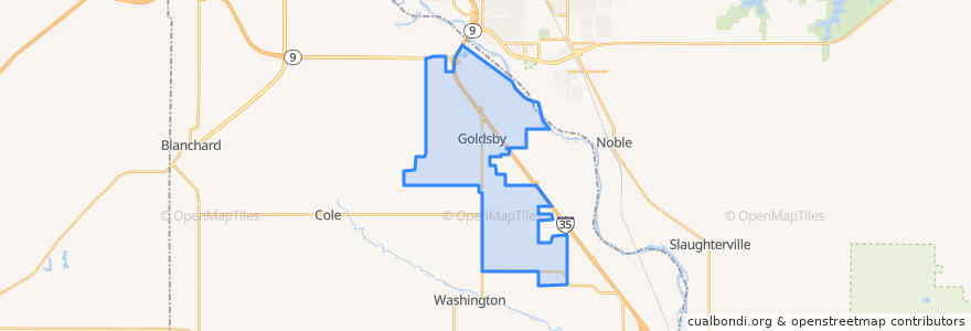 Mapa de ubicacion de Goldsby.