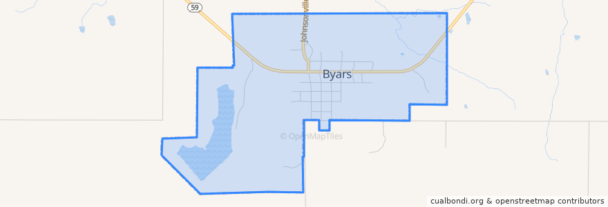 Mapa de ubicacion de Byars.