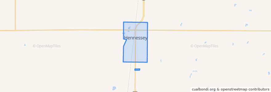 Mapa de ubicacion de Hennessey.