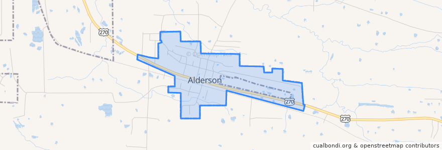 Mapa de ubicacion de Alderson.