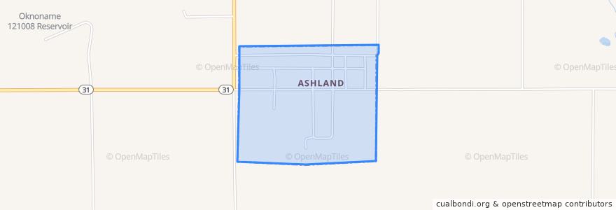 Mapa de ubicacion de Ashland.