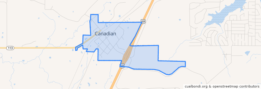 Mapa de ubicacion de Canadian.