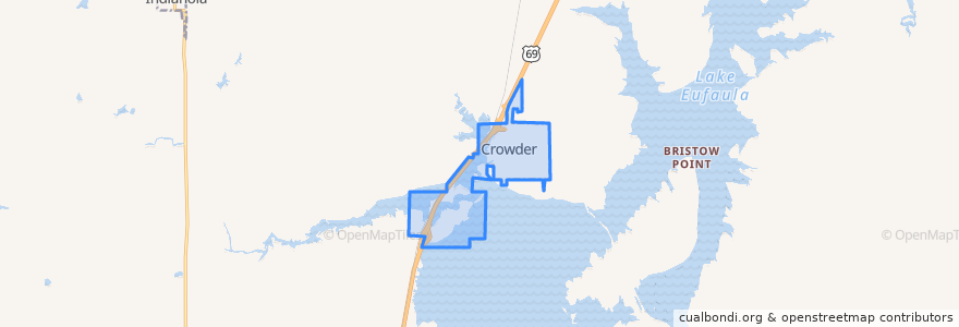 Mapa de ubicacion de Crowder.