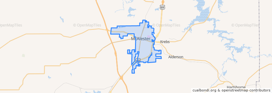 Mapa de ubicacion de McAlester.