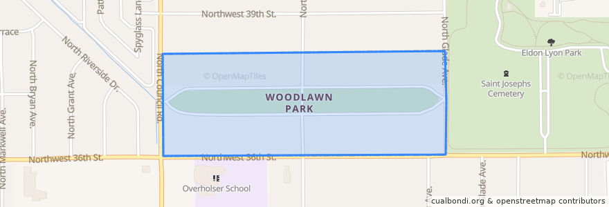 Mapa de ubicacion de Woodlawn Park.