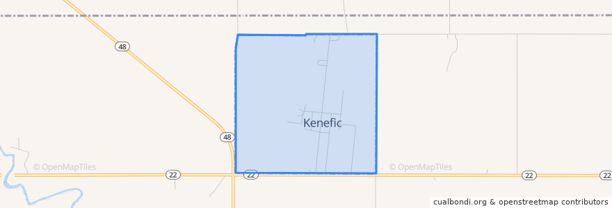 Mapa de ubicacion de Kenefic.