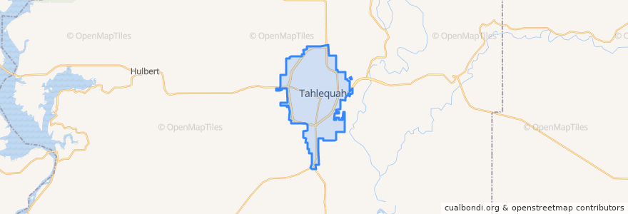 Mapa de ubicacion de Tahlequah.