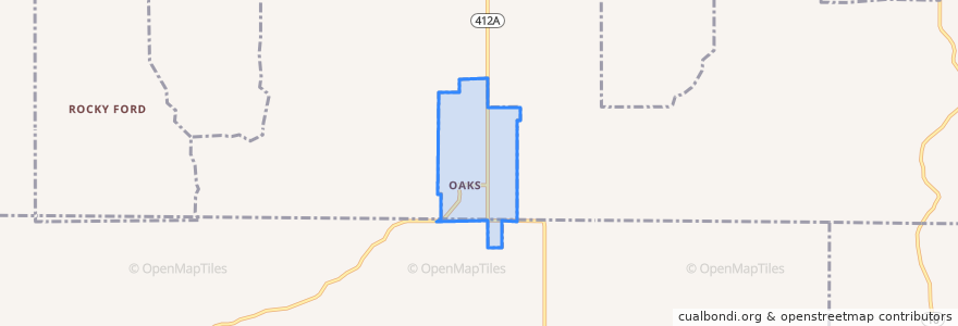 Mapa de ubicacion de Oaks.