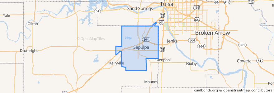 Mapa de ubicacion de Sapulpa.