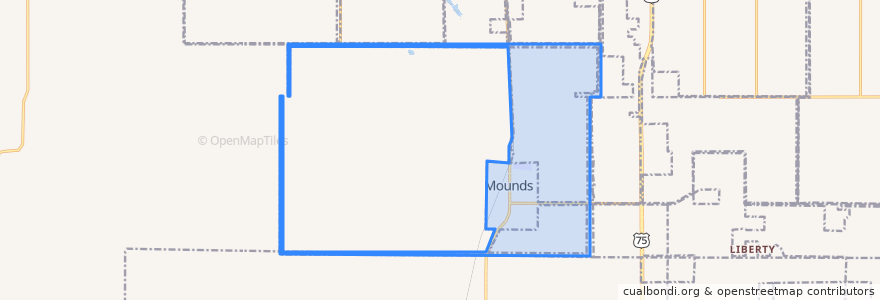Mapa de ubicacion de Mounds.