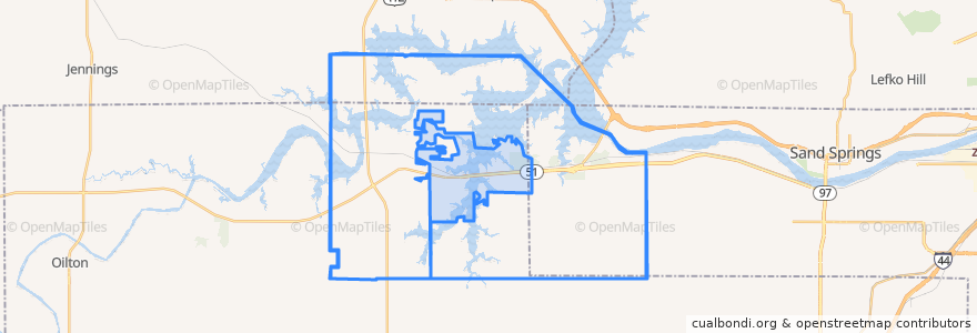 Mapa de ubicacion de Mannford.