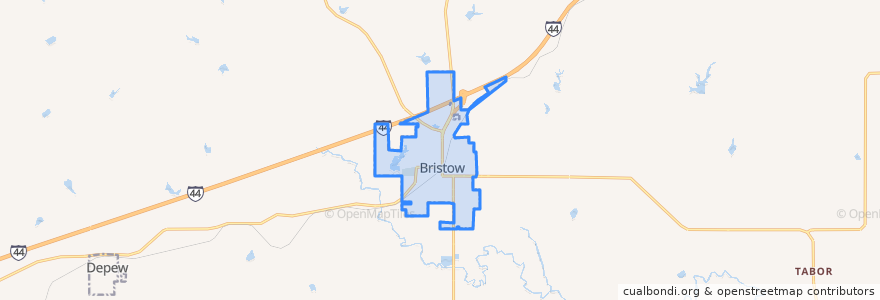 Mapa de ubicacion de Bristow.