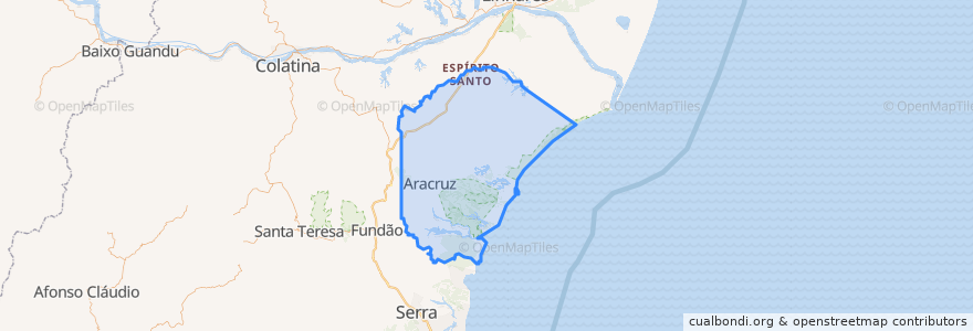 Mapa de ubicacion de Aracruz.