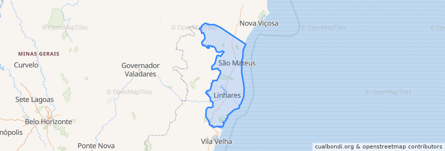 Mapa de ubicacion de Região Geográfica Intermediária de São Mateus.