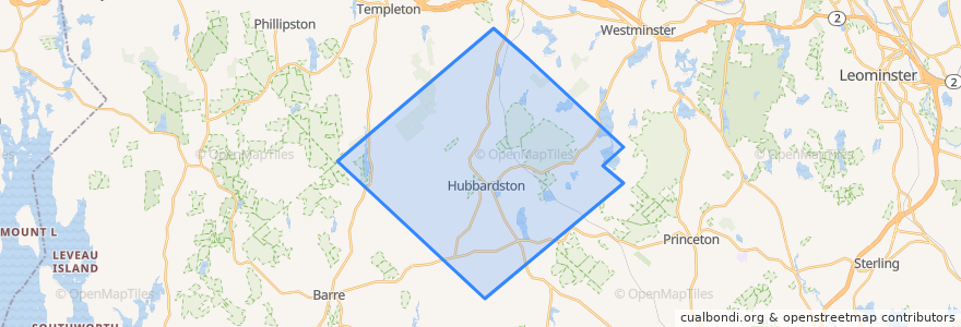 Mapa de ubicacion de Hubbardston.