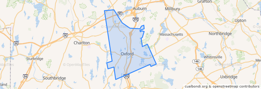 Mapa de ubicacion de Oxford.