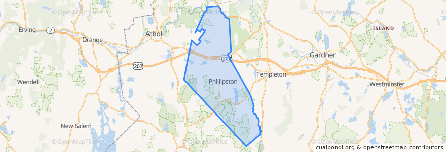 Mapa de ubicacion de Phillipston.