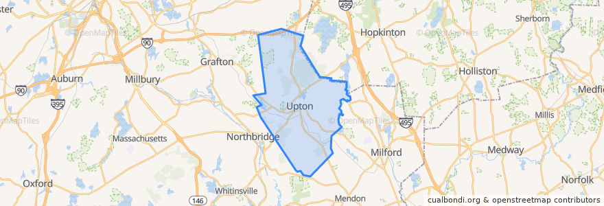 Mapa de ubicacion de Upton.