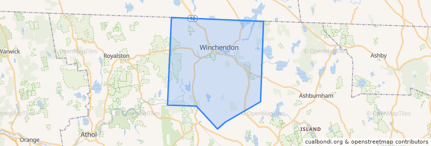 Mapa de ubicacion de Winchendon.