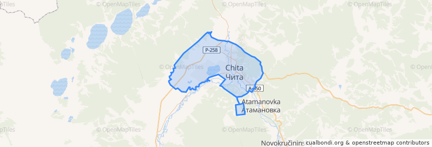 Mapa de ubicacion de городской округ Чита.