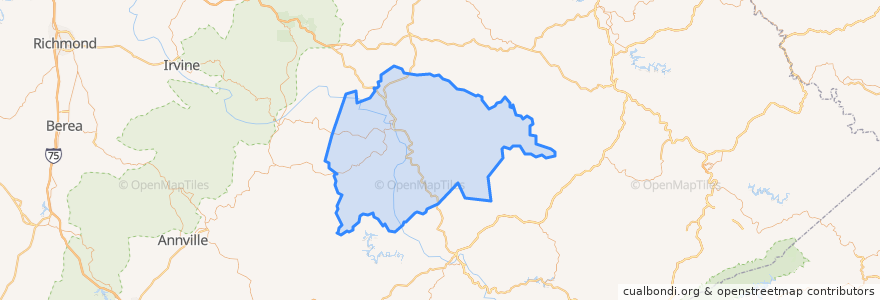 Mapa de ubicacion de Breathitt County.