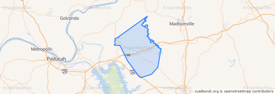 Mapa de ubicacion de Caldwell County.