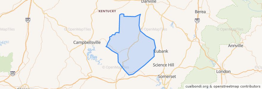 Mapa de ubicacion de Casey County.