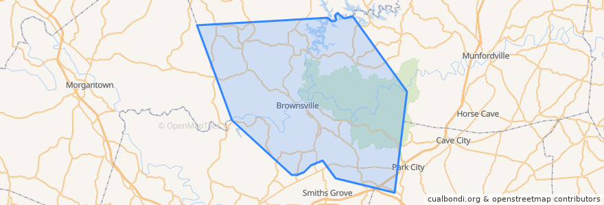 Mapa de ubicacion de Edmonson County.