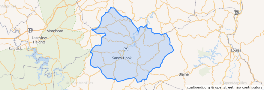 Mapa de ubicacion de Elliott County.