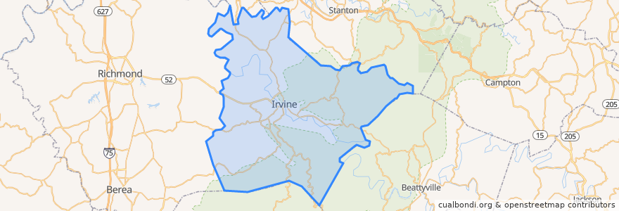 Mapa de ubicacion de Estill County.