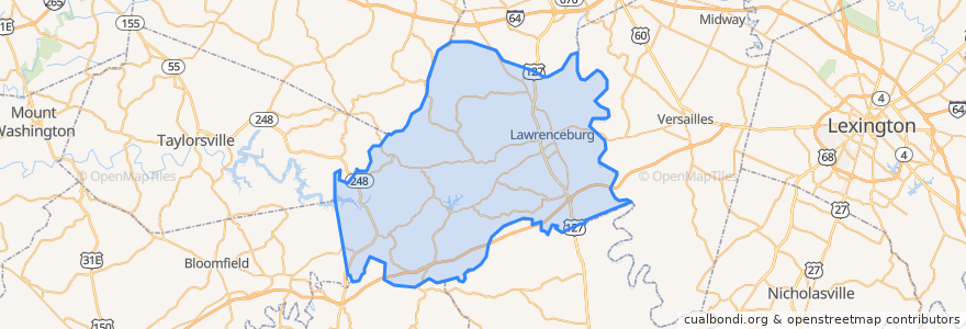 Mapa de ubicacion de Anderson County.