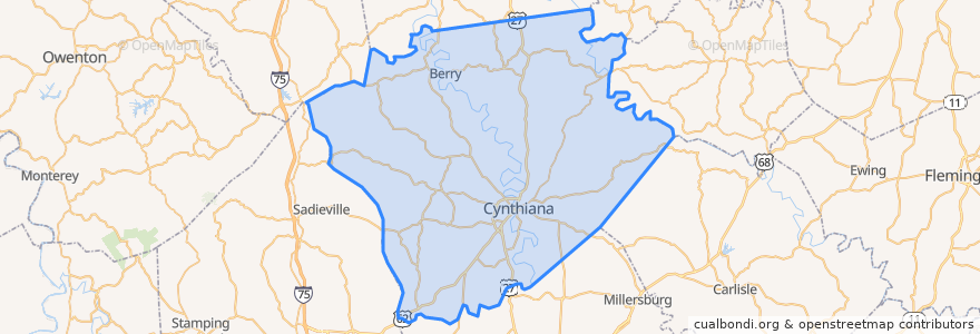 Mapa de ubicacion de Harrison County.