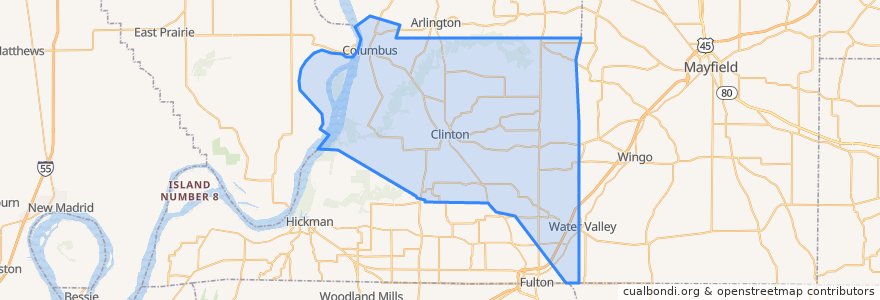 Mapa de ubicacion de Hickman County.